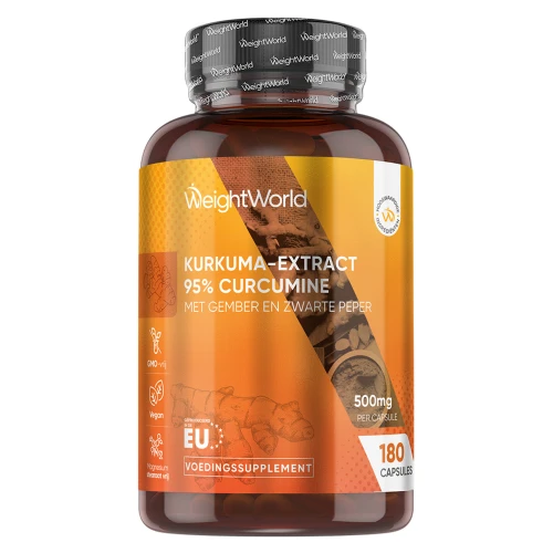 Kurkuma capsules - 25.0000 mg - 180 capsules - 95% curcimine WeightWorld