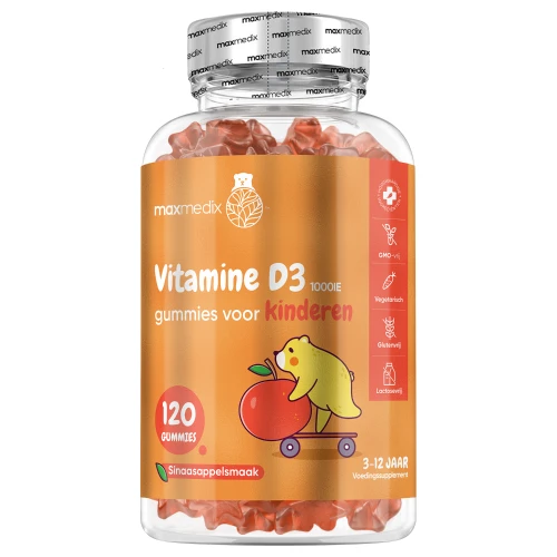 Vitamine d kinderen - 1000 IE 120 Gummies - Vitamine d3 - 4 maanden voorraad