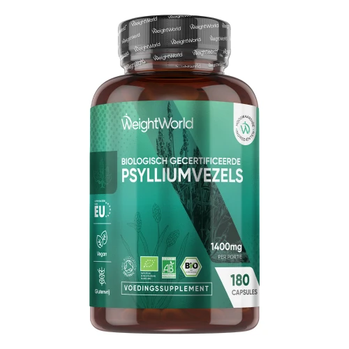 Psylliumvezel - 1400 mg 180 Capsules - Vezels - Psyllium husk - 3 Maanden Voorraad