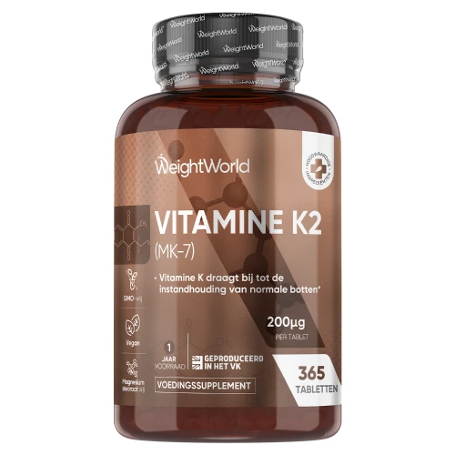 Vamine k2 | mk7 | 200 mcg 365 tabletten | vitamine k | 1+ jaar voorraad
