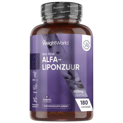 (ALA) capsules met Alfa Liponzuur - 650mg - 180 capsules - Alpha Lipoic Acid - WeightWorld