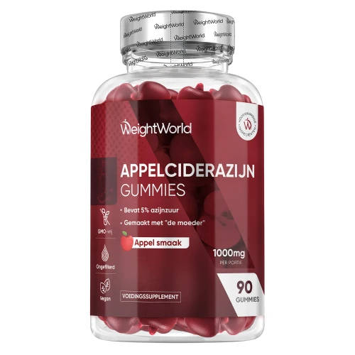 Appelciderazijn - 1000mg - Hoge dosering en kwaliteit - 90 gummies - WeightWorld