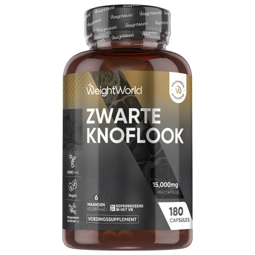 Zwarte Knoflook capsules - 15.000mg - 180 capsules voor 6 maanden voorraad - Geen nare geurtjes - WeightWorld
