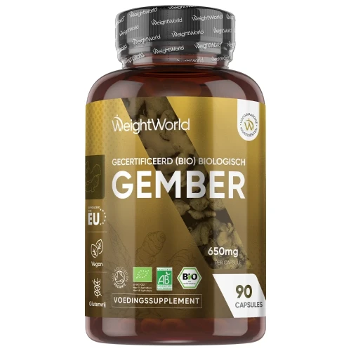 Gember - 650mg 90 capsules - Gember Poeder - Biologische - Van 3 maanden