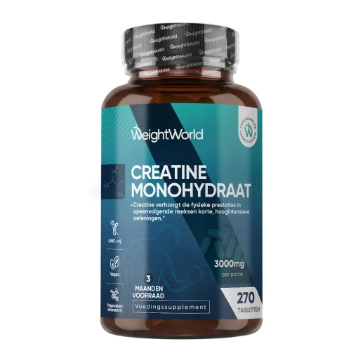 Creatine Monohydraat 3000 mg, 270 tabletten voor spiergroei en sportvoeding