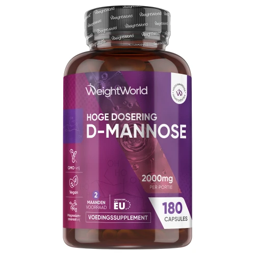 D mannose - 2000mg 180 Capsules - mannose - Ideal bij urineweginfectie 2 maanden voorraad