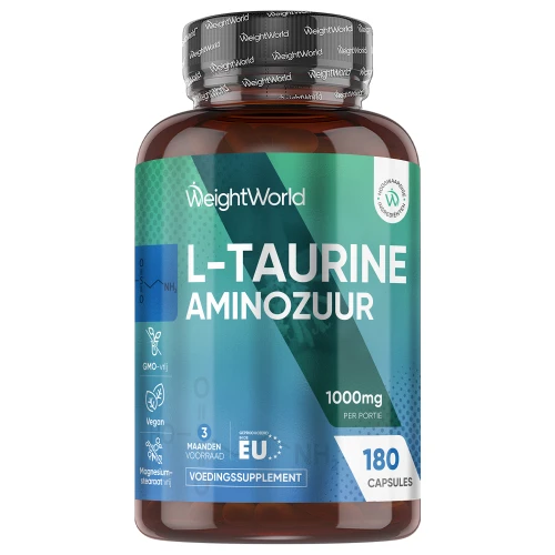 Taurine - 1000 mg 180 capsules - Aminozuur - 3 maanden voorraad