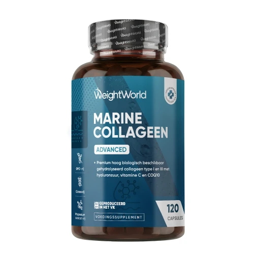 Marine collageen - 1200 mg 120 Capsules - collageen hydrolysaat - met Hyaluronzuur en Vitamine C