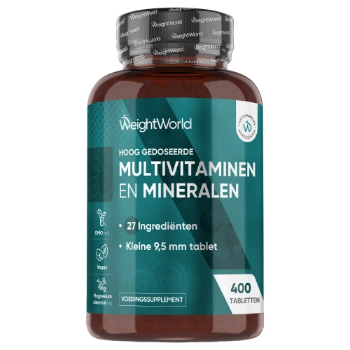 Multivitaminen en Mineralen - 400 tabletten - Voor Vrouwen en Mannen - met 27 vitamines en mineralen