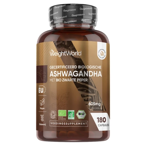 Ashwagandha - 600mg - 180 Capsules - Biologisch - Vegan capsule