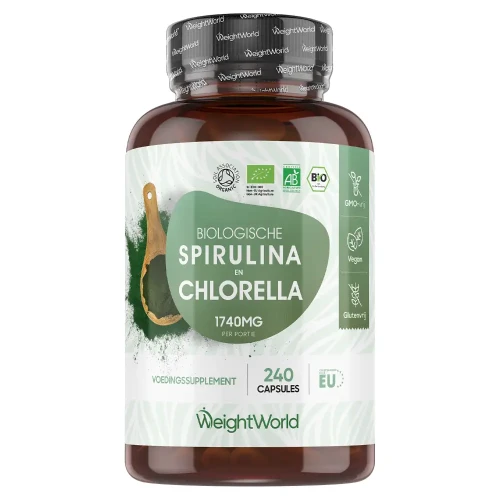 Chlorella Spirulina - 1740 mg 240Capsules - Spirulina - Chlorella - 80 dagen