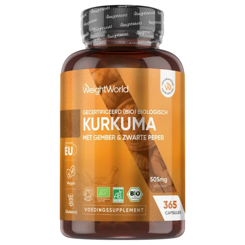Biologische kurkuma - 505mg - Met gember en zwarte peper - WeightWorld