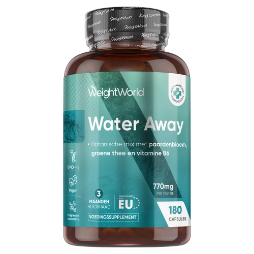 Vochtafdrijvers - Water Away - 770 mg 180 Capsules - Diuretica - overtollig water en gifstoffen verwijderen