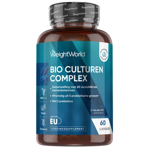 Probiotica capsules - 77 miljard KVE (CFU) - 20 bacteriestammen - Met prebiotica - WeightWorld