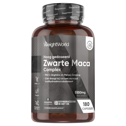 Zwarte Maca capsules - 5500mg - Met gele maca panax ginseng en zink - 6 maanden voorraad - WeightWorld