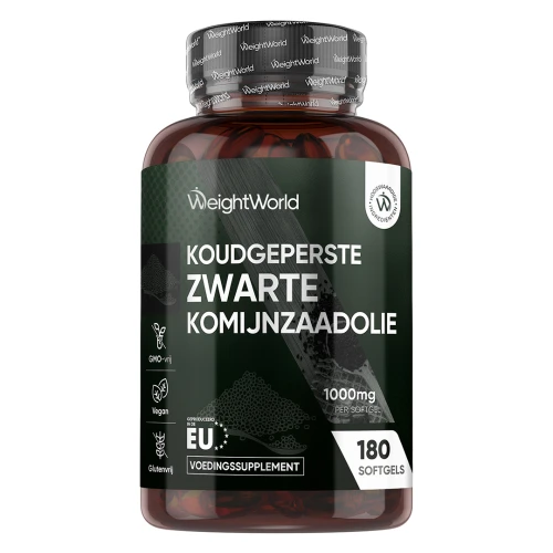 Zwarte komijn olie - 180 Softgels 1000 mg - Zwarte zaad olie - Omega 6 9 - Rijk aan linolzuur - nigella sativa extract