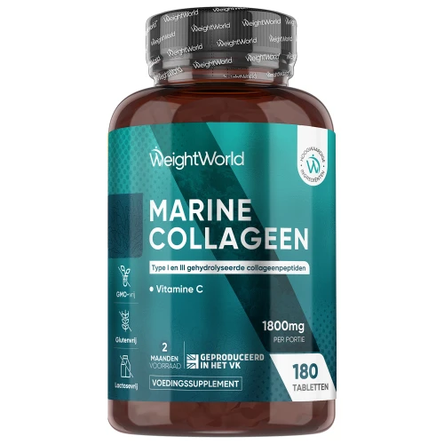 Collageen Tabletten - 1800 mg 180 Tabletten - Marine Collageen - Vitamine C - 2 maanden voorraad