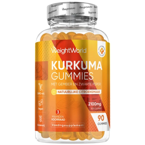 Kurkuma gummies - 2100mg 90 gummies - Kurkuma - zwarte peper en gember